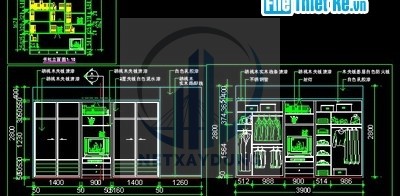 File thiết kế Bản vẽ cad Tủ quần áo chi tiết